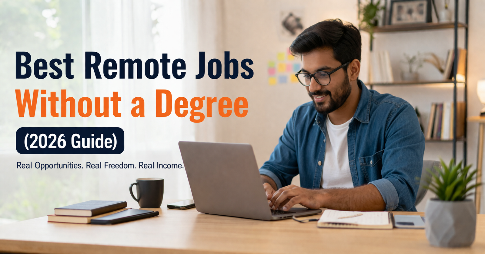 young Indian professional working remotely on laptop from home modern workspace